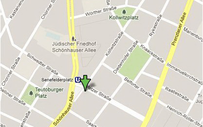 Ferielejligheden ligger p hjrnet af Kollwitzstrasse og Metzer Strasse