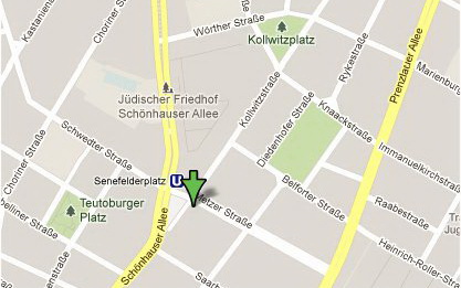 Ferielejligheden ligger p� hj�rnet af Kollwitzstrasse og Metzer Strasse